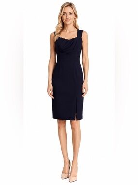 Blumarine Sheath Dress Midi Women's Size I 44 US 8 Navy Party Cocktail Italy NWT